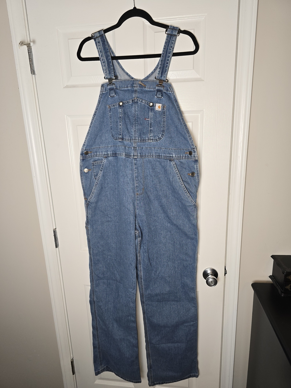 Carhartt Vintage Women's Light Blue Denim Workwear Bib Overalls Size Large